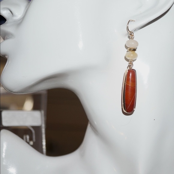 NEW Red Calcite and Quartz Earrings - Picture 1 of 7